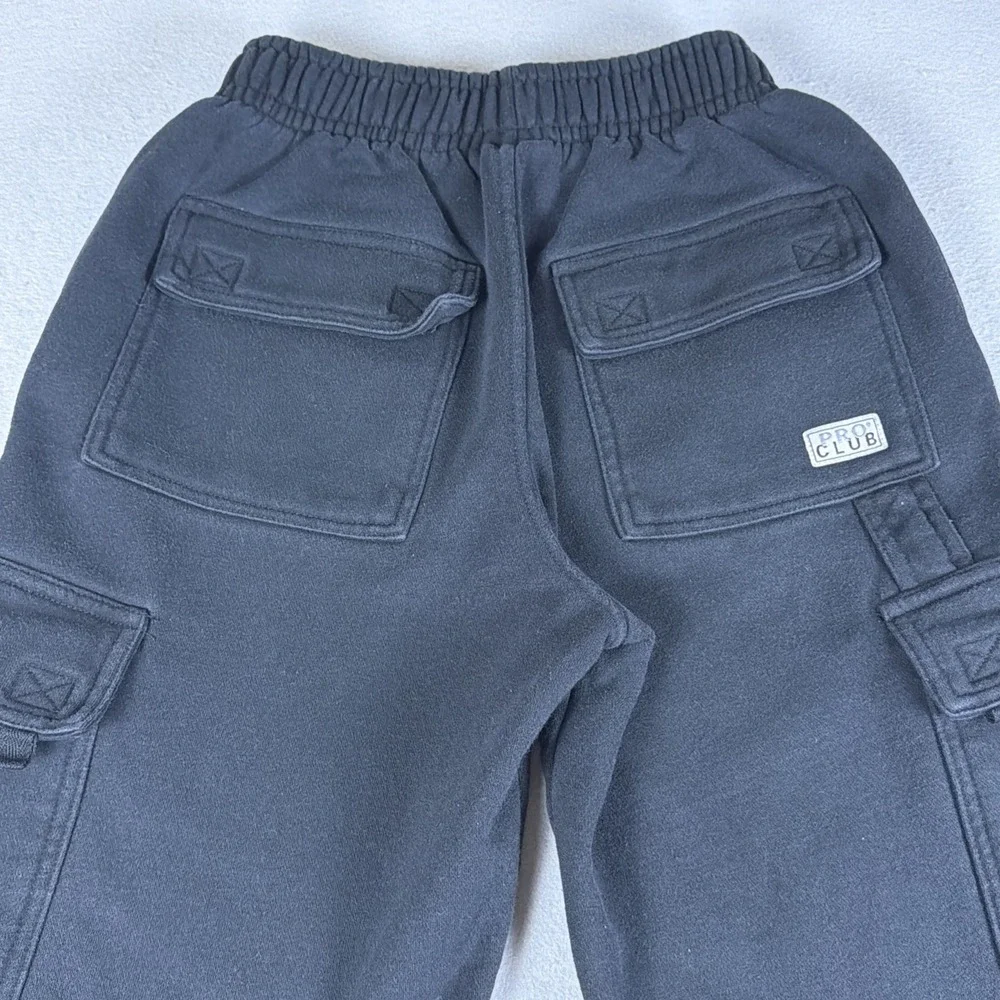 Pro Club Heavyweight Cargo Sweatpants Mens Small Black Baggy Pockets Loose Relax
